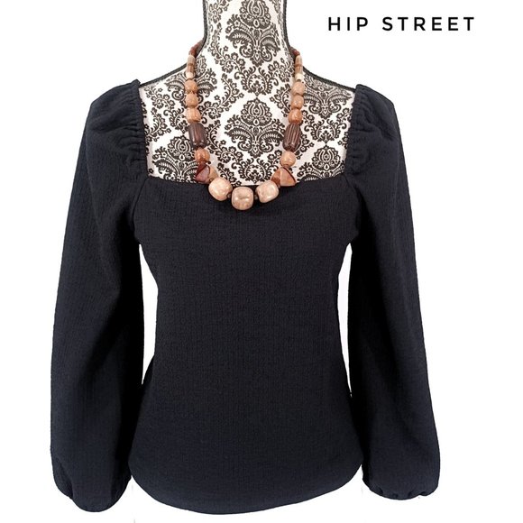 MADEWELL Square Neck Peasant Sleeve LS Stretch Blouse S - Picture 1 of 3
